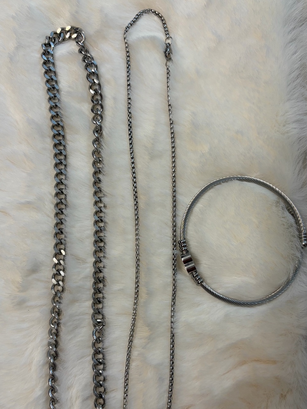 Lot of Stainless Steel Cuban Chain and Box Chain Necklace